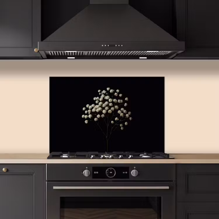 Gipskruid - Bloemetjes - Wit - Minimalistisch keuken achterwand spatscherm klein -sfeer1