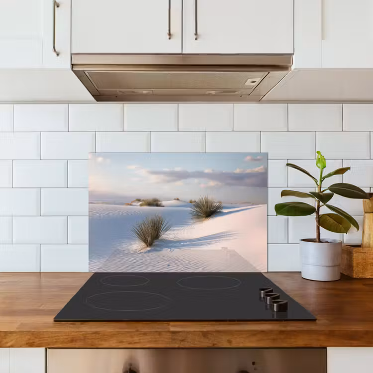 Duinen - Gras - Wolken - Beige keuken achterwand spatscherm klein -sfeer2