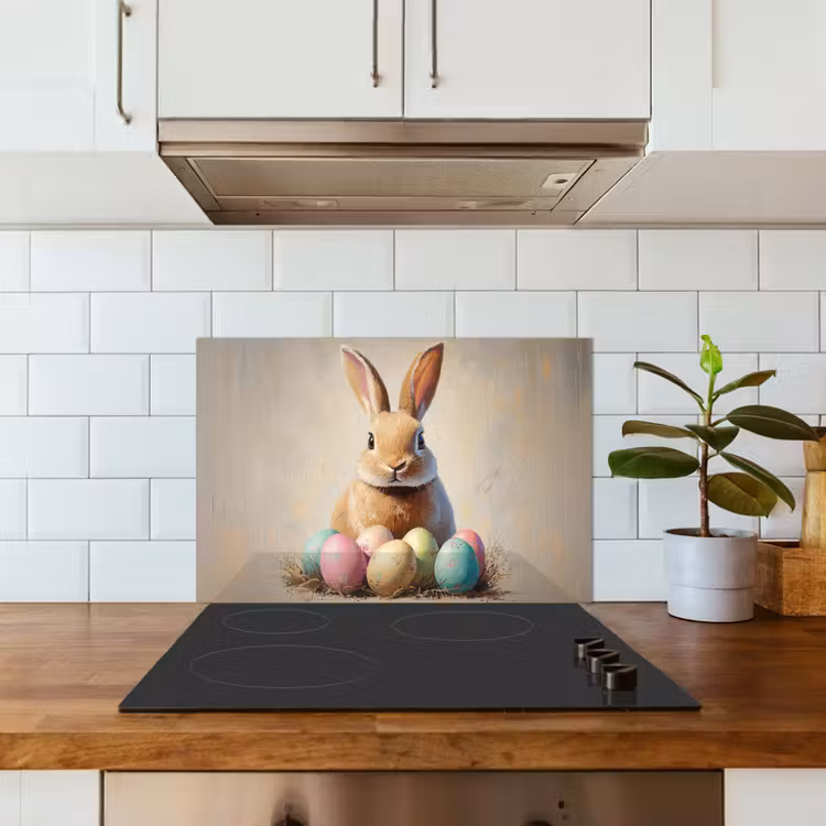 Paashaas - Pastel - Eieren keuken achterwand spatscherm klein -sfeer2