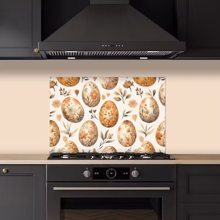 Paaseieren - Bruin - Bloemen keuken achterwand spatscherm klein -sfeer1