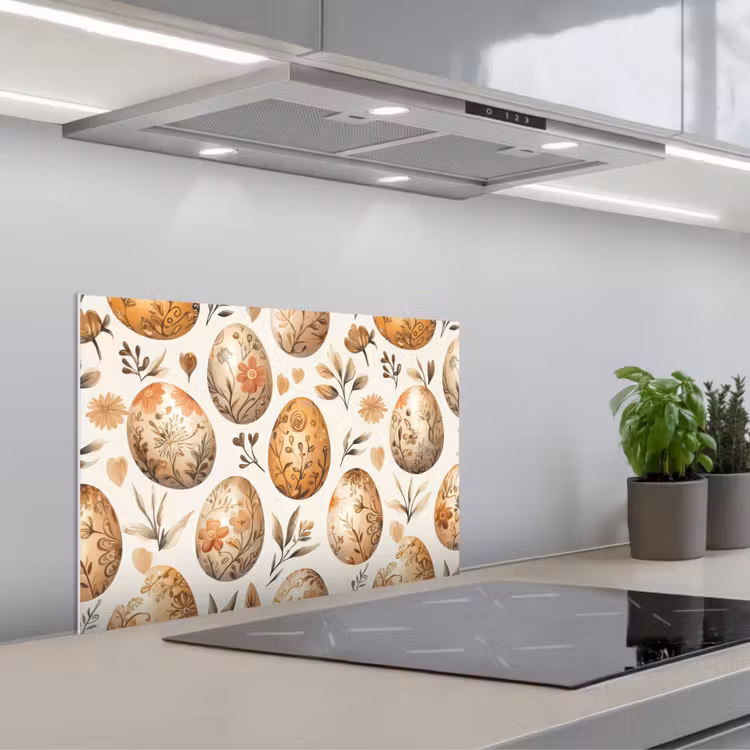 Paaseieren - Bruin - Bloemen keuken achterwand spatscherm klein -3d_schuin