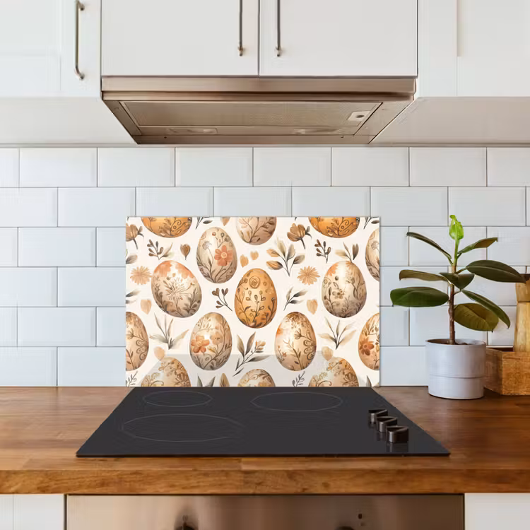 Paaseieren - Bruin - Bloemen keuken achterwand spatscherm klein -sfeer2