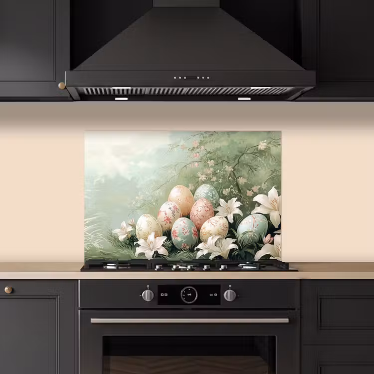 Paaseieren - Pasteltinten - Bloemen keuken achterwand spatscherm klein -sfeer1