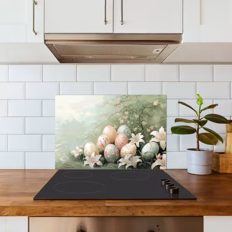 Paaseieren - Pasteltinten - Bloemen keuken achterwand spatscherm klein -sfeer2
