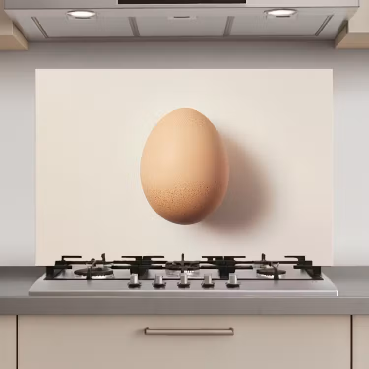 Ei - Beige - Ovaal - Egaal keuken achterwand spatscherm klein -3d_website