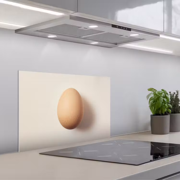Ei - Beige - Ovaal - Egaal keuken achterwand spatscherm klein -3d_schuin