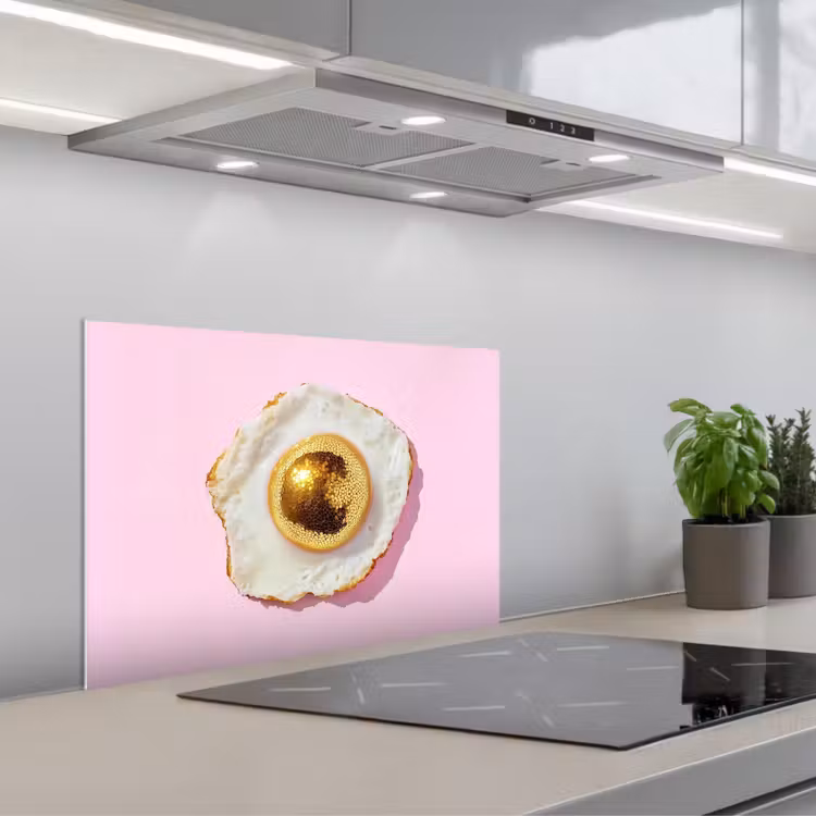 Ei - Disco - Ontbijt - Glitter keuken achterwand spatscherm klein -3d_schuin
