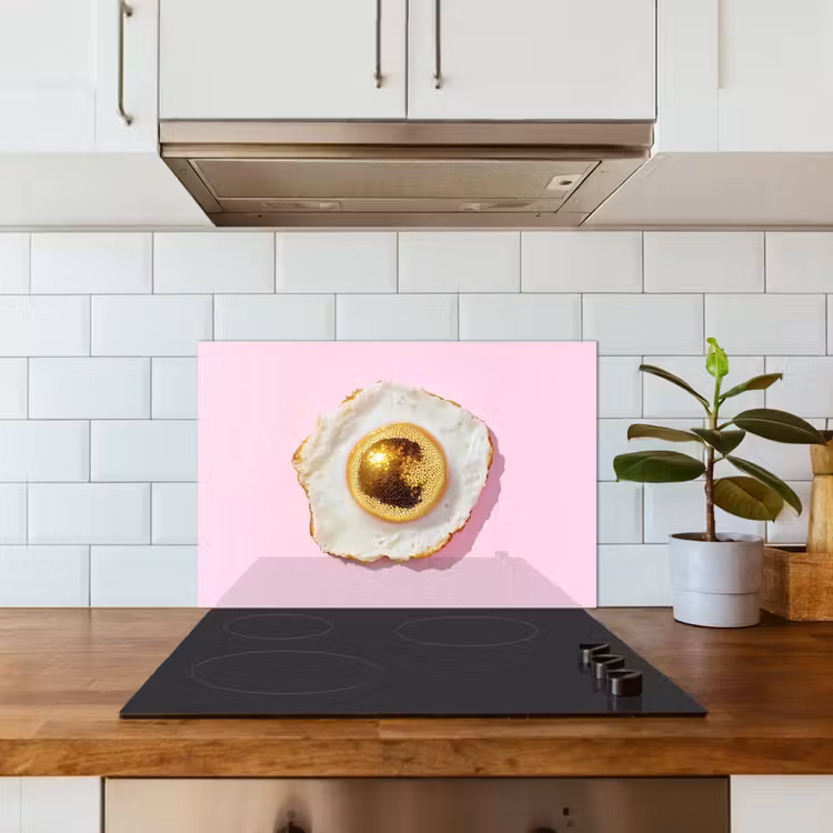 Ei - Disco - Ontbijt - Glitter keuken achterwand spatscherm klein -sfeer2