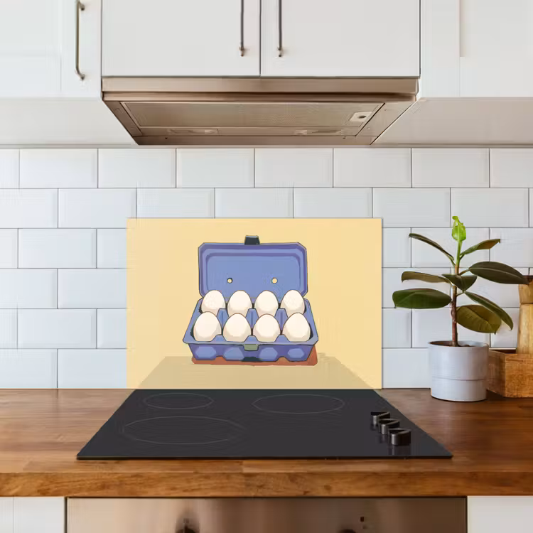 Eieren - Doos - Minimalistisch - Blauw keuken achterwand spatscherm klein -sfeer2