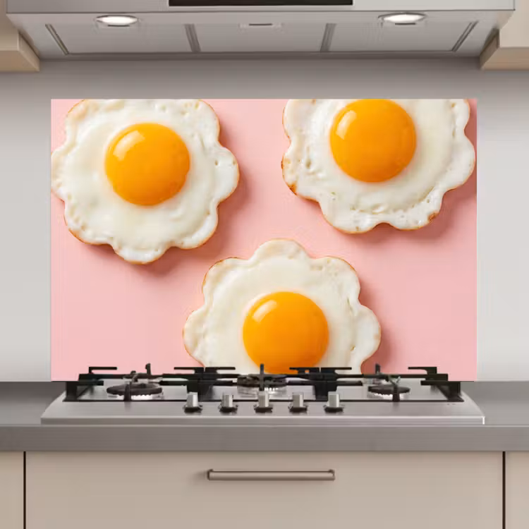 Eieren - Bloem - Roze keuken achterwand spatscherm klein -3d_website