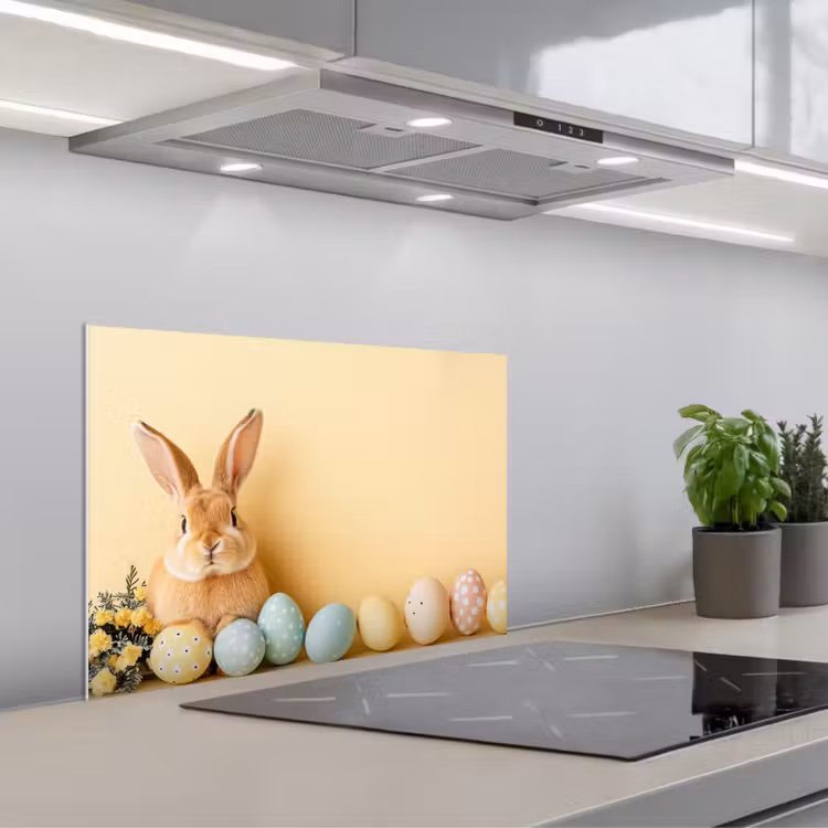 Eieren -  Konijn - Pasteltinten keuken achterwand spatscherm klein -3d_schuin