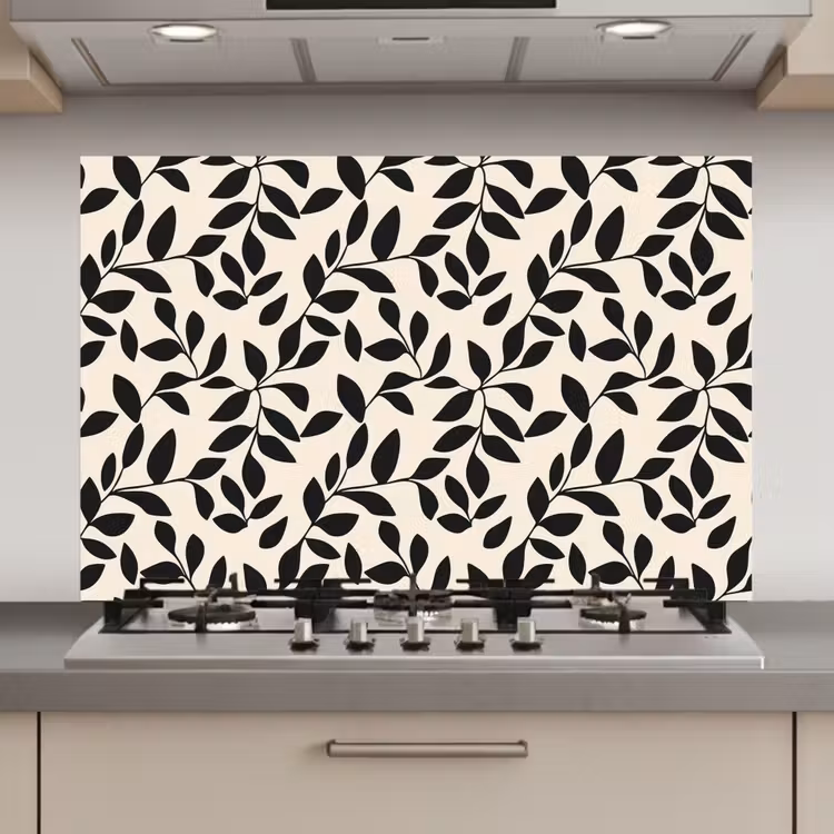 Elegant - Patroon - Zwart - Beige keuken achterwand spatscherm klein 900 -3d_website