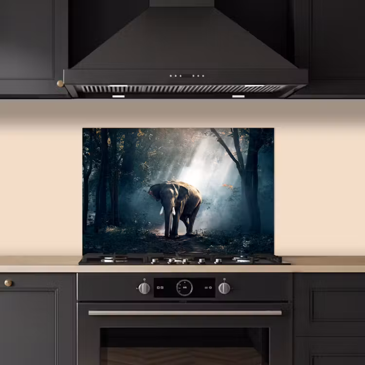 Olifant - Dieren - Licht - Bos - Natuur - Wilde dieren keuken achterwand spatscherm klein -sfeer1