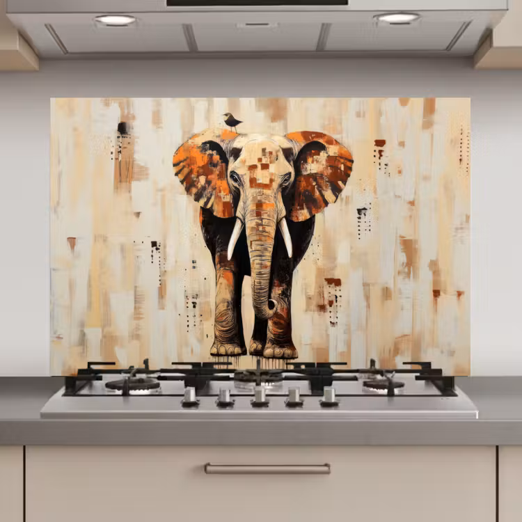 Olifant - Slurf - Mozaïek - Abstract keuken achterwand spatscherm klein -3d_website