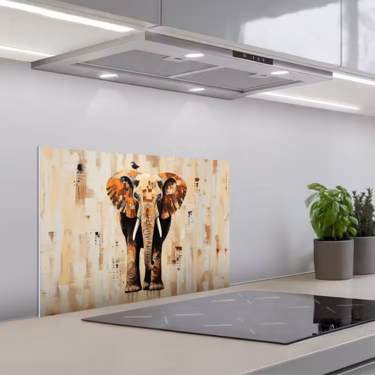 Olifant - Slurf - Mozaïek - Abstract keuken achterwand spatscherm klein -3d_schuin
