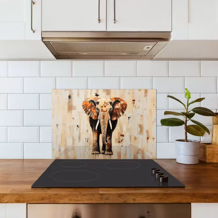 Olifant - Slurf - Mozaïek - Abstract keuken achterwand spatscherm klein -sfeer2