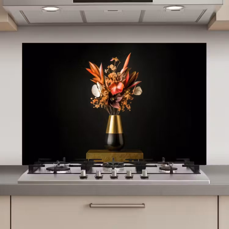 Exotisch - Boeket - Vaas - Goud keuken achterwand spatscherm klein -3d_website