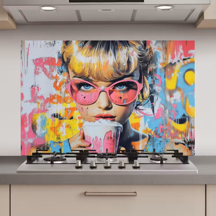 Expressief - Milkshake - Vrouw - Felle kleuren keuken achterwand spatscherm klein -3d_website