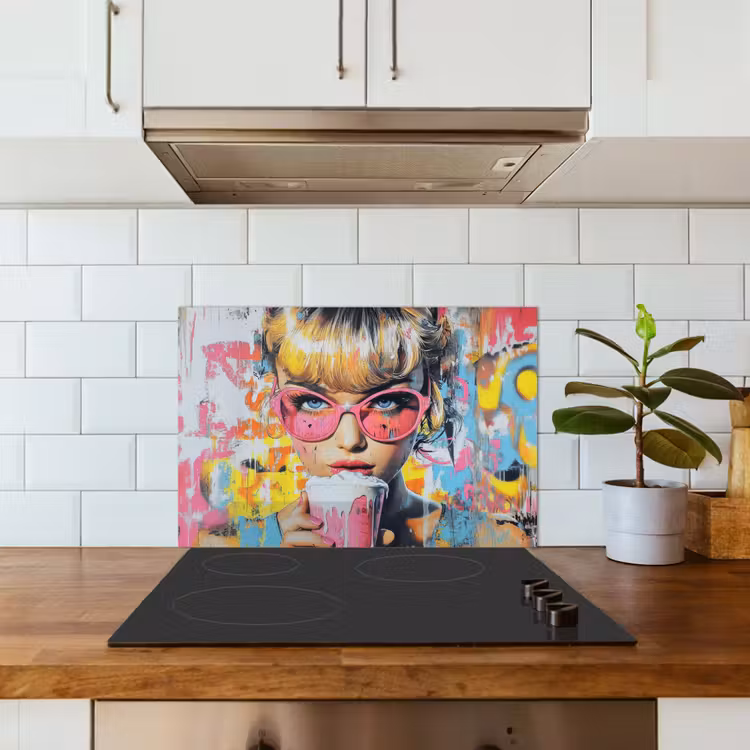 Expressief - Milkshake - Vrouw - Felle kleuren keuken achterwand spatscherm klein -sfeer2