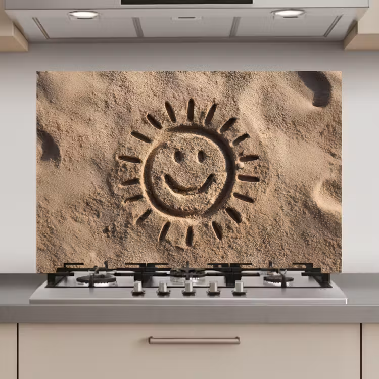 Gezichtje - Zon - Zand - Getekend keuken achterwand spatscherm klein -3d_website