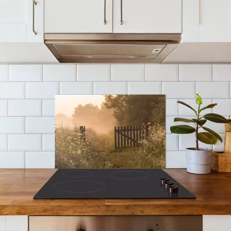 Hek - Natuur - Mist - Veld keuken achterwand spatscherm klein -sfeer2