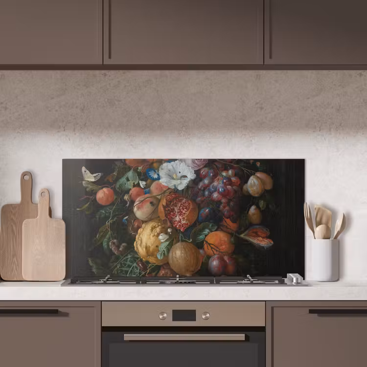 Festoen van vruchten en bloemen - Schilderij van Jan Davidsz. de Heem keuken achterwand spatscherm middel -sfeer2