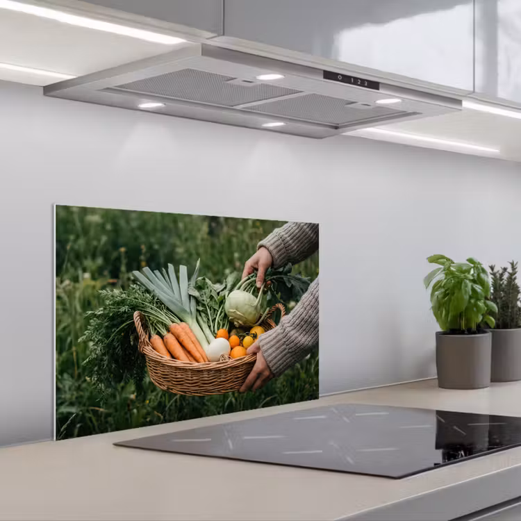 Veld - Groenten - Biologisch - Oogst keuken achterwand spatscherm klein -3d_schuin