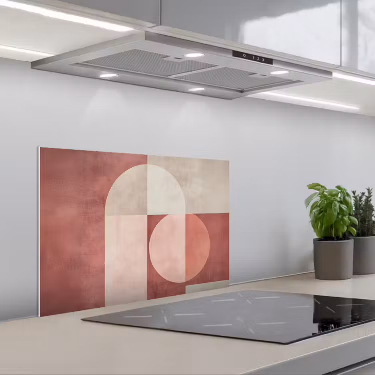 Figuren - Abstract - Roze keuken achterwand spatscherm klein -3d_schuin