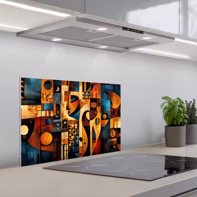 Figuren - Abstract - Symbolen keuken achterwand spatscherm klein -3d_schuin