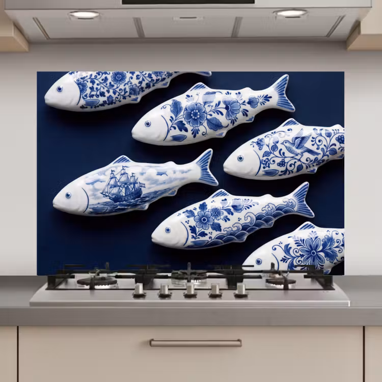 Vissen - Delfts - Blauw - Keramiek keuken achterwand spatscherm klein -3d_website