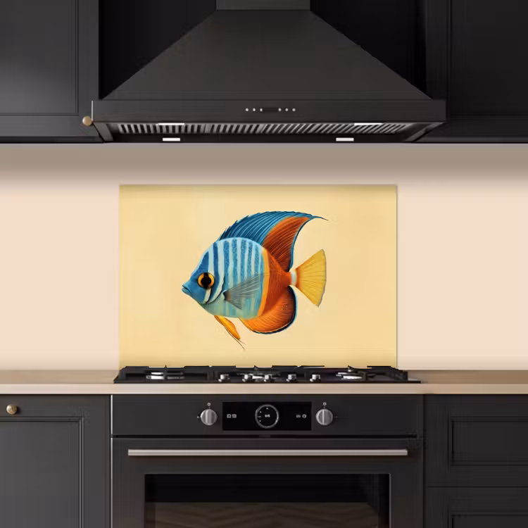Vis - Vinnen - Blauw - Ogen keuken achterwand spatscherm klein -sfeer1