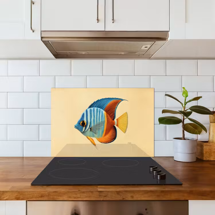 Vis - Vinnen - Blauw - Ogen keuken achterwand spatscherm klein -sfeer2