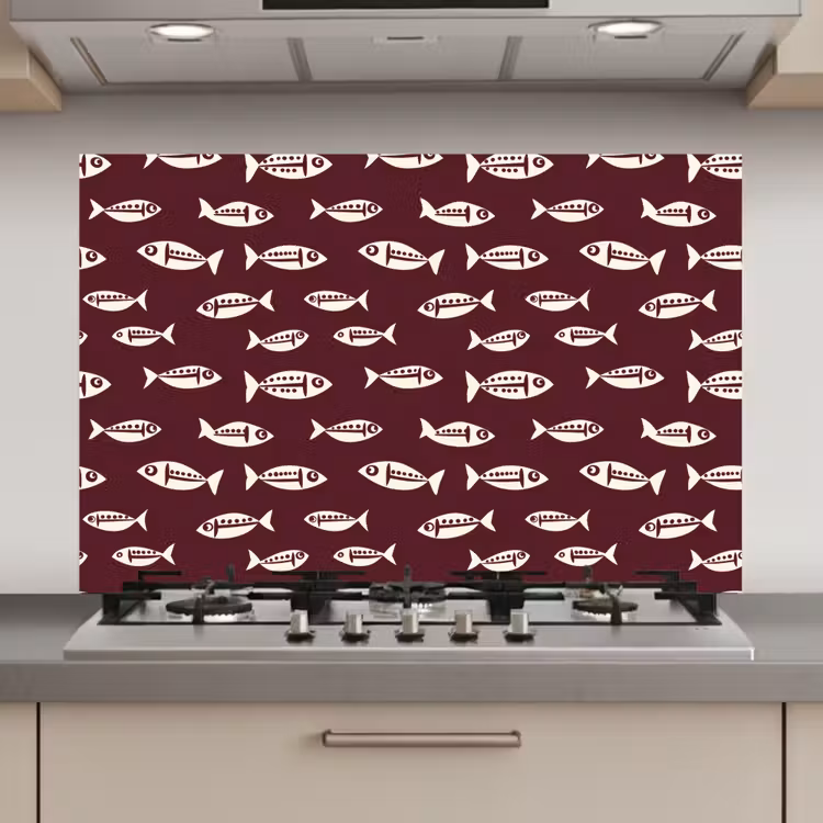 Vissen - Grafisch - Patroon - Donker keuken achterwand spatscherm klein 900 -3d_website