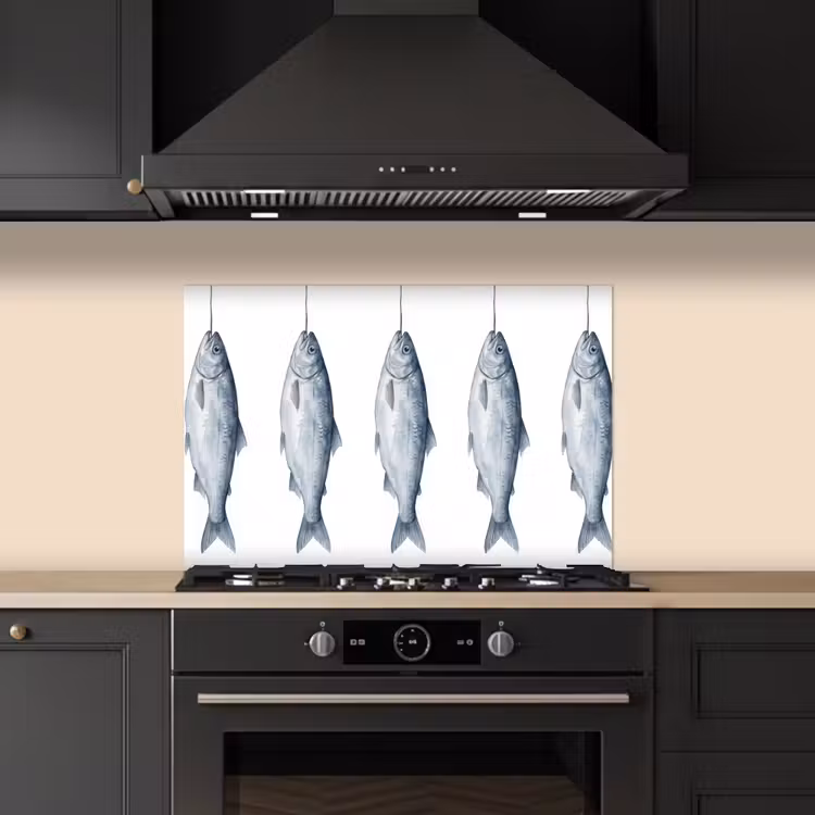 Vissen - Illustratie - Delfts - Blauw keuken achterwand spatscherm klein -sfeer1