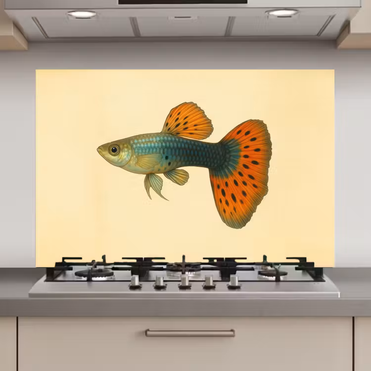 Vis - illustratie - Stippen - Oranje keuken achterwand spatscherm klein -3d_website