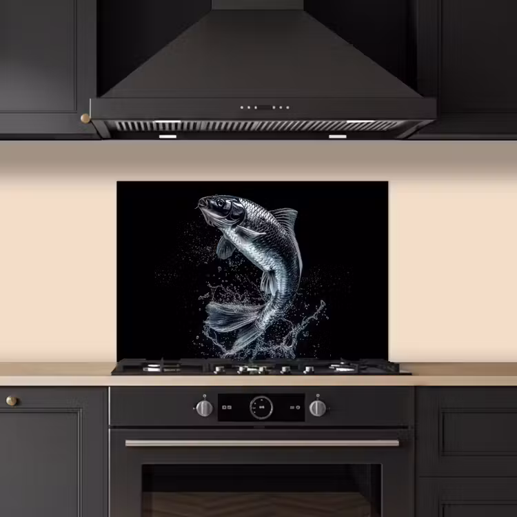 Vis - Koi - Zwart - Water keuken achterwand spatscherm klein -sfeer1