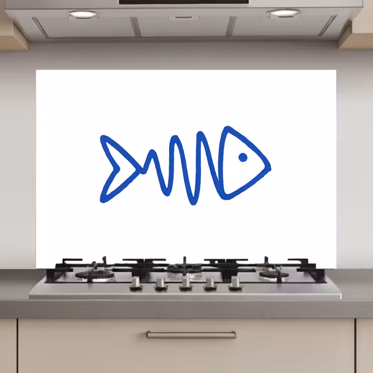 Vis - Minimalistisch - Blauw - Lijn keuken achterwand spatscherm klein -3d_website