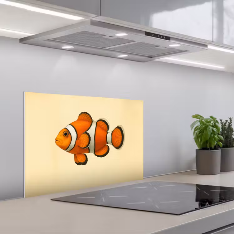 Vis - Oranje - Strepen keuken achterwand spatscherm klein -3d_schuin