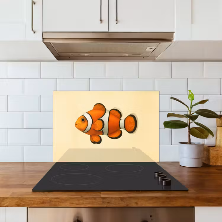 Vis - Oranje - Strepen keuken achterwand spatscherm klein -sfeer2