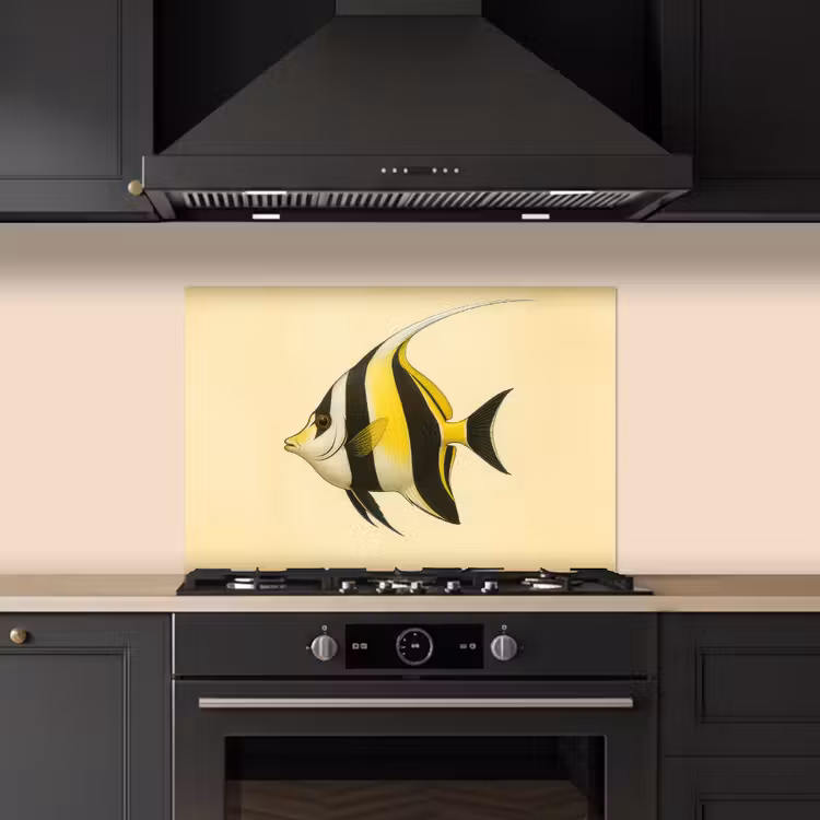 Vis - Sierlijk - Rugvin - Geel keuken achterwand spatscherm klein -sfeer1