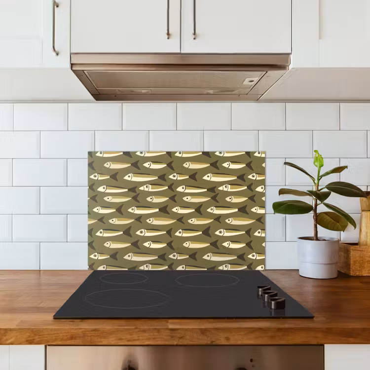 Vis - Patroon - Groen keuken achterwand spatscherm klein 900 -sfeer2