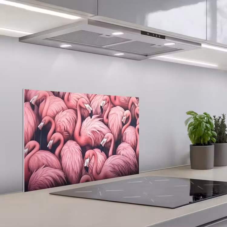 Flamingo - Roze - Dieren keuken achterwand spatscherm klein -3d_schuin
