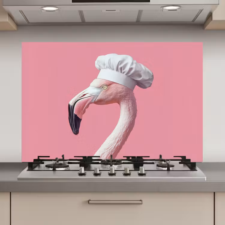 Flamingo - Roze - Koksmuts - Vogel keuken achterwand spatscherm klein -3d_website