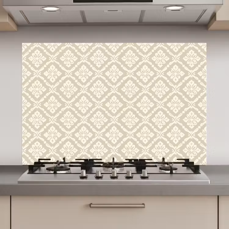 Floraal - Ornament - Beige keuken achterwand spatscherm klein 900 -3d_website