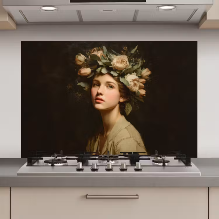 Bloemenstilte - Vrouw - Portret keuken achterwand spatscherm klein -3d_website