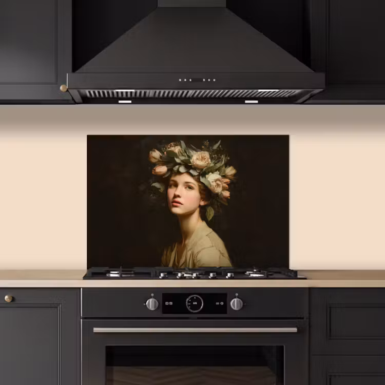 Bloemenstilte - Vrouw - Portret keuken achterwand spatscherm klein -sfeer1