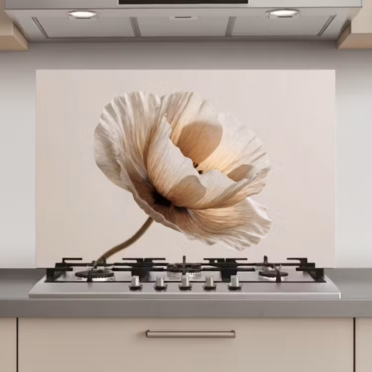 Bloem - Beige - Crème keuken achterwand spatscherm klein -3d_website