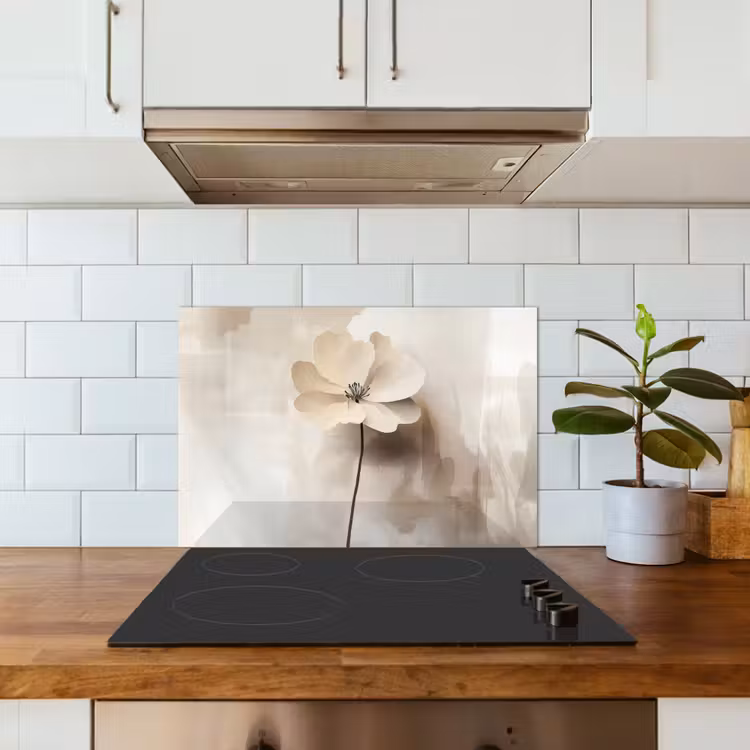 Bloem - Beige - Verf - Schaduw keuken achterwand spatscherm klein -sfeer2