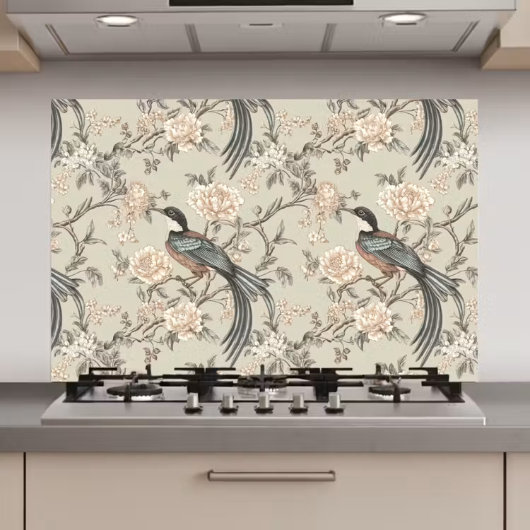 Bloem - Vogel - Kleurrijk keuken achterwand spatscherm klein 900 -3d_website