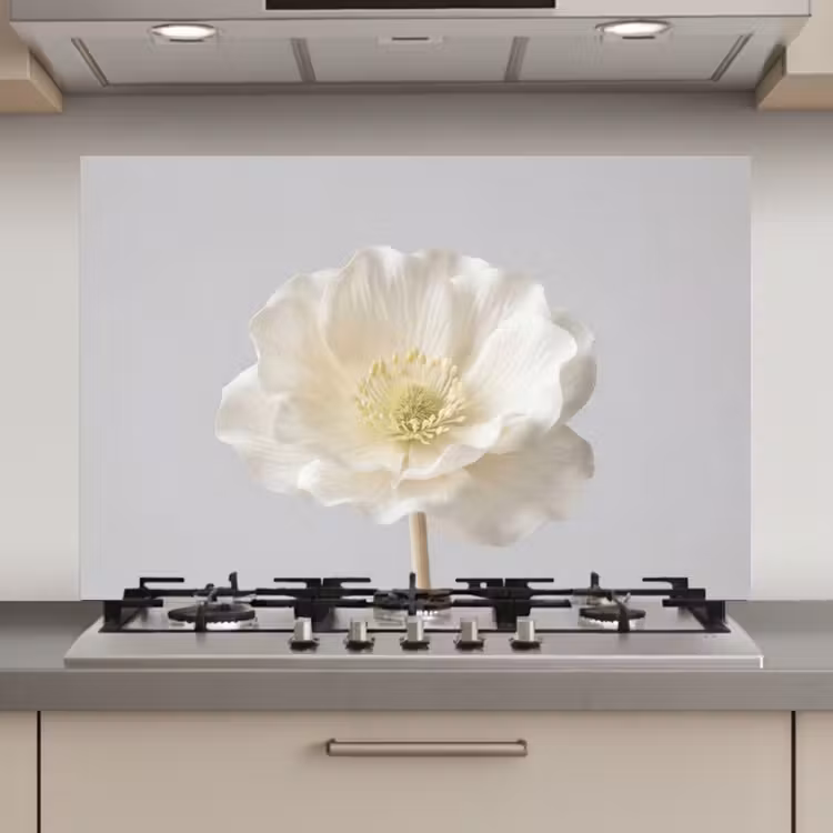Bloem - Minimalistisch -Wit keuken achterwand spatscherm klein -3d_website